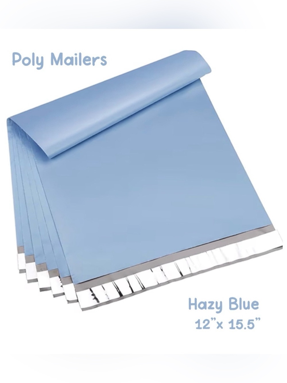 Solid Hazy Blue Poly Mailers 12"x15.5" Shipping Bags 20 Count